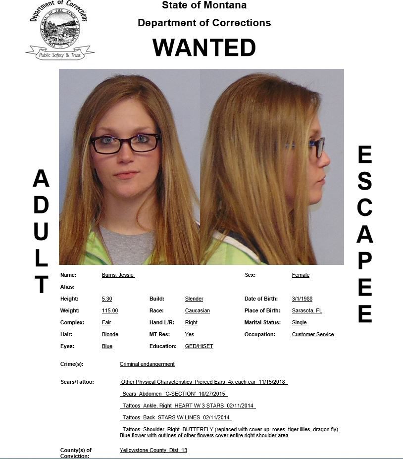 Jessie Burns wanted poster